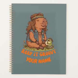 Agenda Mantén la Groovy Capybara Lindo Retro Personalizad