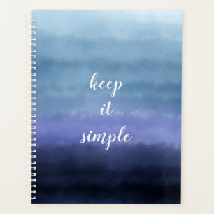 Agenda Manténgalo simple cita color de agua azul púrpura 