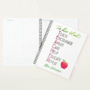 Agenda Manzana de acuarela personalizada de lista de tare