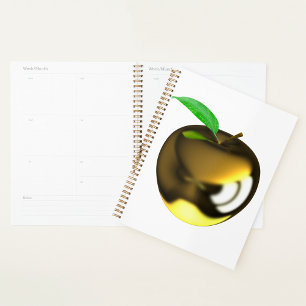 Agenda Manzana dorada con hoja brillante metálica