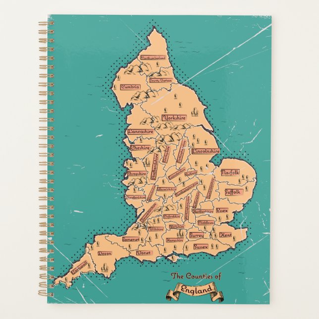 Agenda Mapa antiguo de condados de Inglaterra (Anverso)