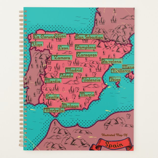 Agenda Mapa antiguo vintage de España (Anverso)