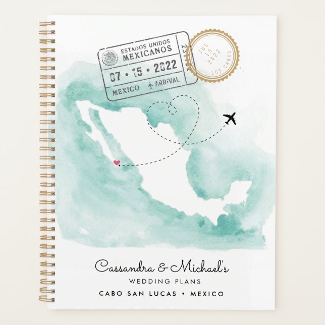 Agenda Mapa de acuarela de México | Cabo | Boda de destin (Anverso)