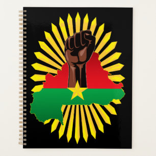 Agenda Mapa de Burkina, bandera y puño de la revolución