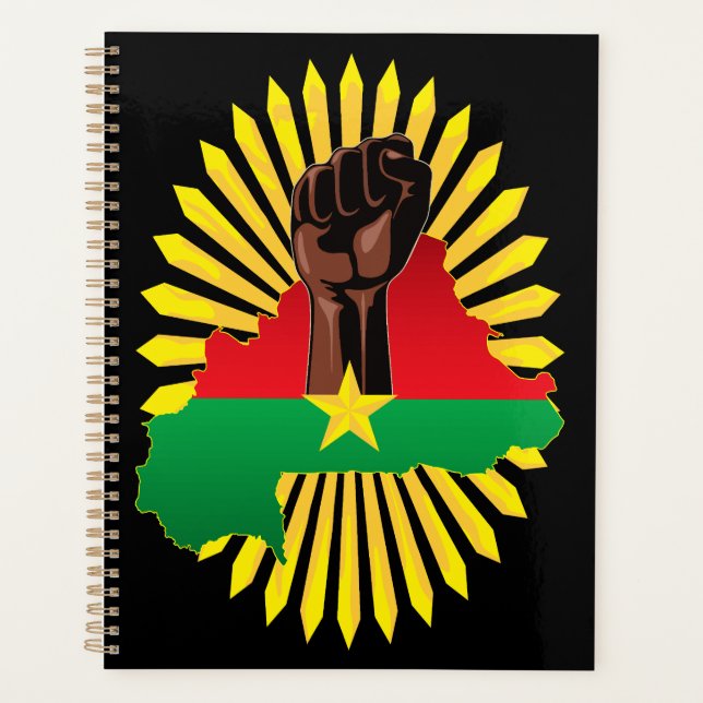 Agenda Mapa de Burkina, bandera y puño de la revolución (Anverso)