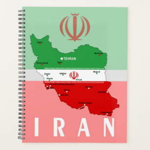 Agenda Mapa de Irán con bandera y emblema