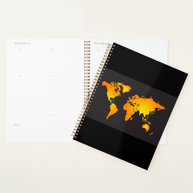 Agenda Mapa del mundo brillante en Naranja y amarillo (Subido por el creador)