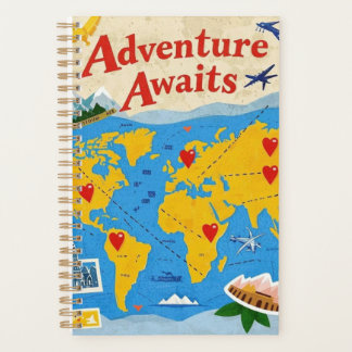 Agenda Mapa del mundo salpicado de pines cardíacos y punt