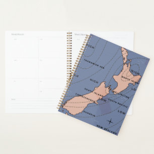 Agenda mapa meteorológico antiguo de Nueva Zelanda