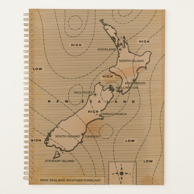 Agenda Mapa meteorológico antiguo de Nueva Zelanda (Anverso)