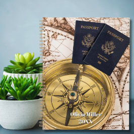 Agenda Mapa Mundial de Viajes Pasaporte Brújula Elegante 