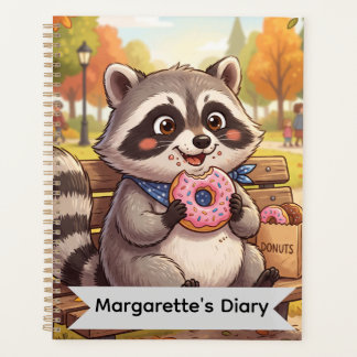 Agenda Mapache Adorable Comiendo Donut de Fresa | Persona