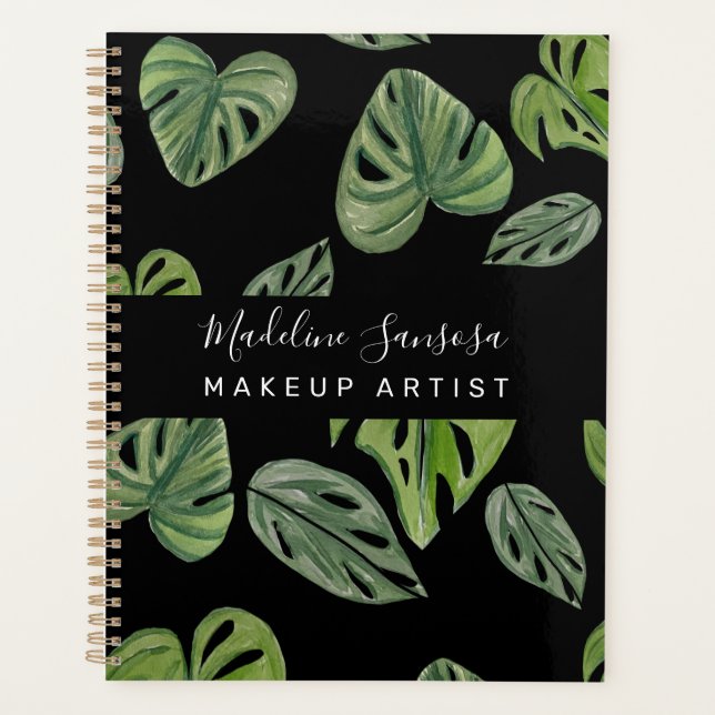 Agenda Maquillaje Artista Jungla Verde Acuarela Monstera (Anverso)