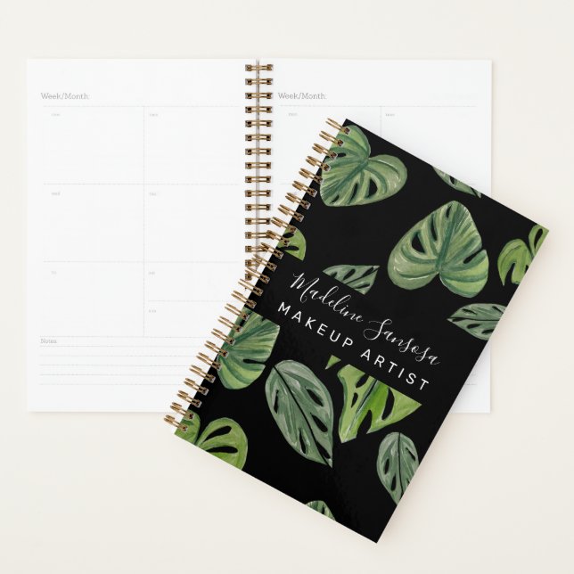 Agenda Maquillaje Artista Jungla Verde Acuarela Monstera (Demostración)