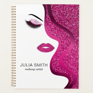 Agenda Maquillaje con efecto purpurina rosa oscuro