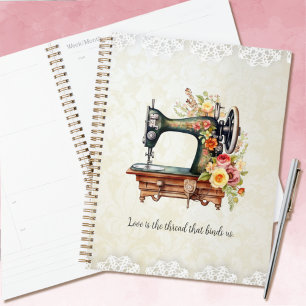 Agenda Máquina de coser vintage floral