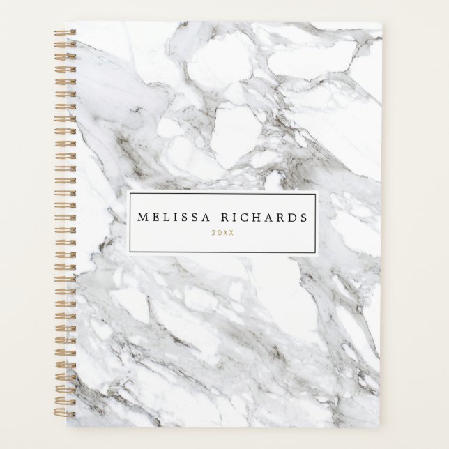 Agenda Marble blanco Minimalista de lujo profesional (Anverso)