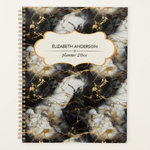 Agenda Marble de lujo blanco, dorado y negro elegante