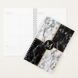 Agenda Marble de verificación blanco y negro de moda - A