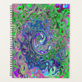 Agenda Marble Lime Green y Purple Resumen Swirt Retro