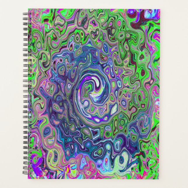 Agenda Marble Lime Green y Purple Resumen Swirt Retro (Anverso)
