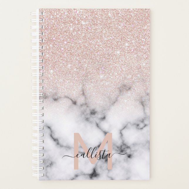 Agenda Marble Ombre Purpurina de oro Rosa espumoso (Anverso)