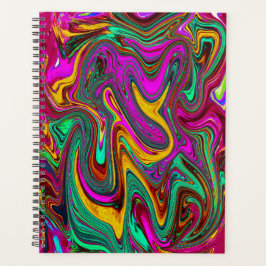 Agenda Marble rosa caliente y espuma verde abstracto arte