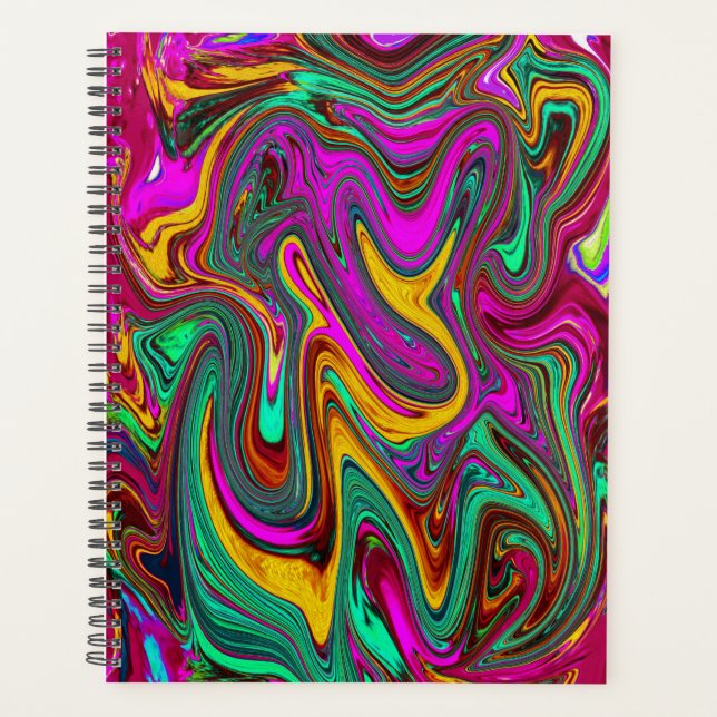 Agenda Marble rosa caliente y espuma verde abstracto arte (Anverso)