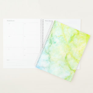 Agenda Marble verde azul y amarillo PERSONALIZADO