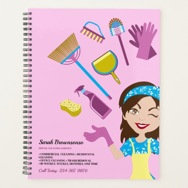 Agenda Marca en casa de Personalizado Pink Purple Janitor (Anverso)