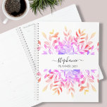 Agenda Marca personalizada Floral acuarela<br><div class="desc">Este Planner floral acuático está decorado con un follaje de color arcoiris. Personalizable fácil con el año, su nombre o monograma. Utilice la Herramienta de diseño para cambiar el tamaño, estilo o color del texto. A medida que creamos nuestra obra de arte no encontrarás esta imagen exacta de otros diseñadores....</div>