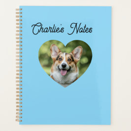 Agenda Marco de corazón de perro personalizado azul genia