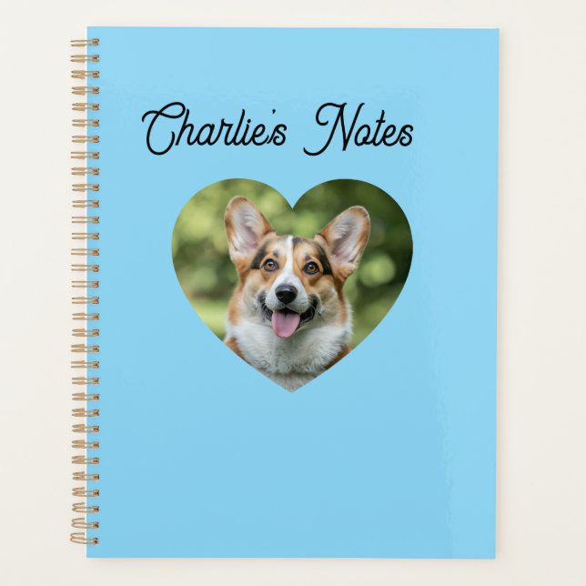 Agenda Marco de corazón de perro personalizado azul genia (Anverso)