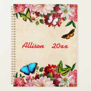 Agenda Marco de las flores con mariposas