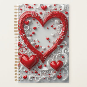 Agenda Marco Decorativo de Corazones Rojos Ornamentados