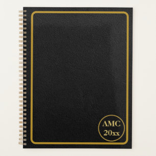 Agenda Marco dorado de cuero negro