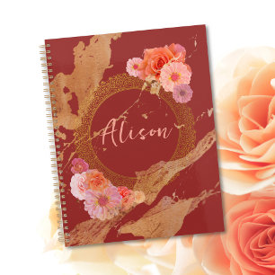 Agenda Marco dorado elegante y personalizado de Damasco f