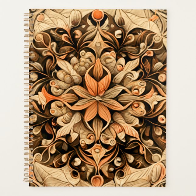 Agenda Marco estético de decoración beige-marrón naranja (Anverso)