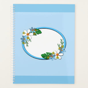 Agenda Marco floral azul alrededor de los niños primavera
