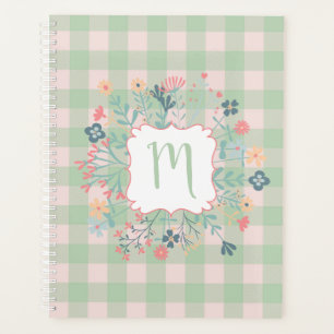 Agenda Marco floral monograma Tubería de búfalo verde p