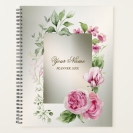 Agenda Marco floral rosa de color de agua Fiesta brillant