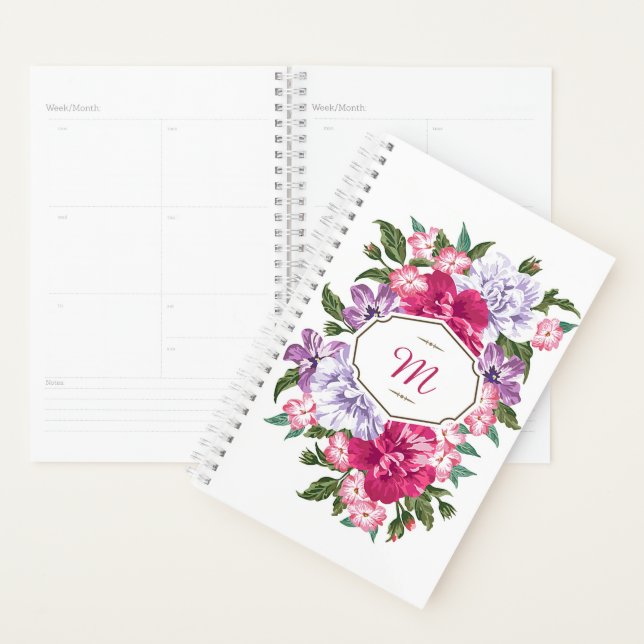Agenda Marco floral rosa personalizado (Demostración)