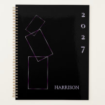 Marco geométrico negro lila personalizado