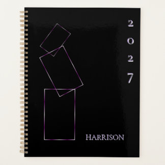 Agenda Marco geométrico negro lila personalizado