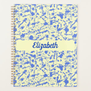 Agenda Marfil con diseño de manchas de color azul