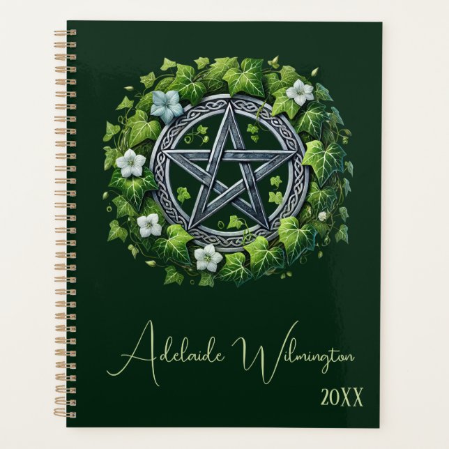 Agenda Marfil mágico pentagram verde (Anverso)