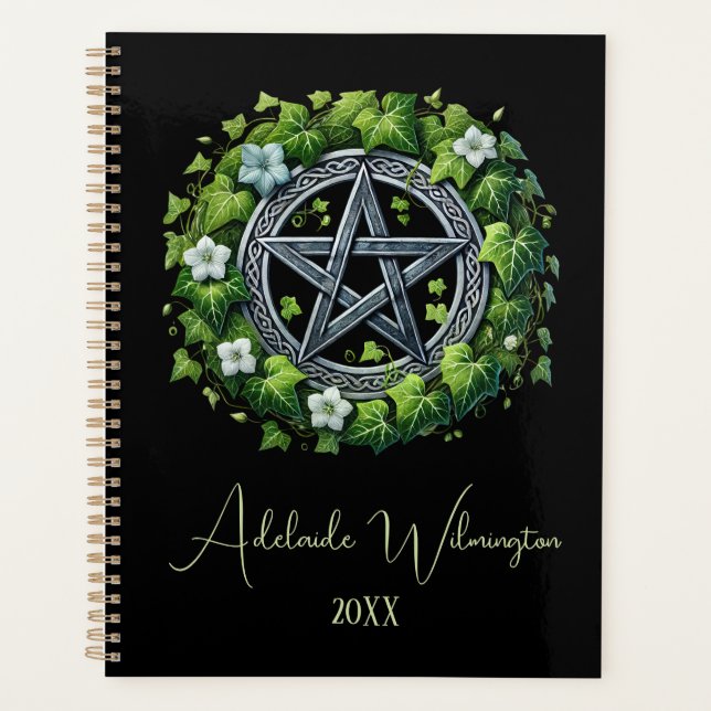 Agenda Marfil mágico pentagram verde (Anverso)