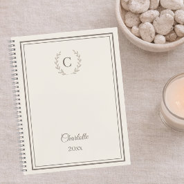 Agenda Marfil taupe Monograma Personalizado Lujo Silencio