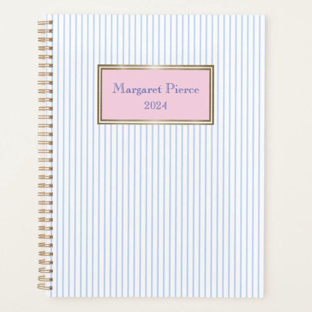 Agenda Margaret Pinstripe Planner con rosa (Anverso)