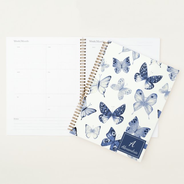 Agenda Mariposa Azul y Blanco Moderna  (Demostración)